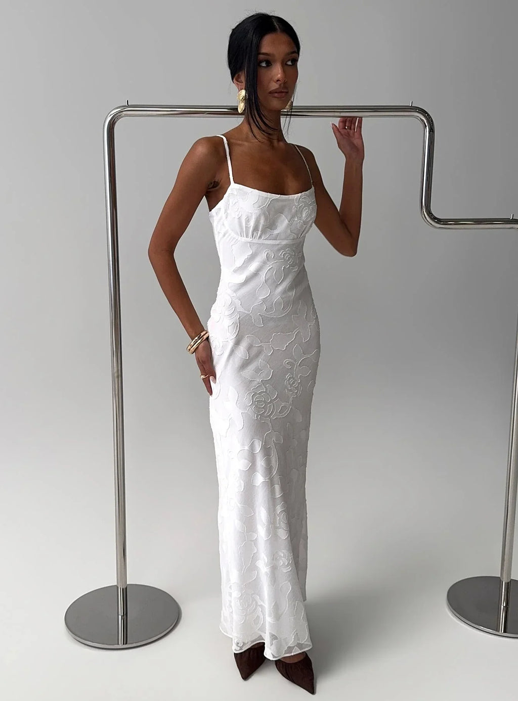 Avienna Maxi Dress White Burnout