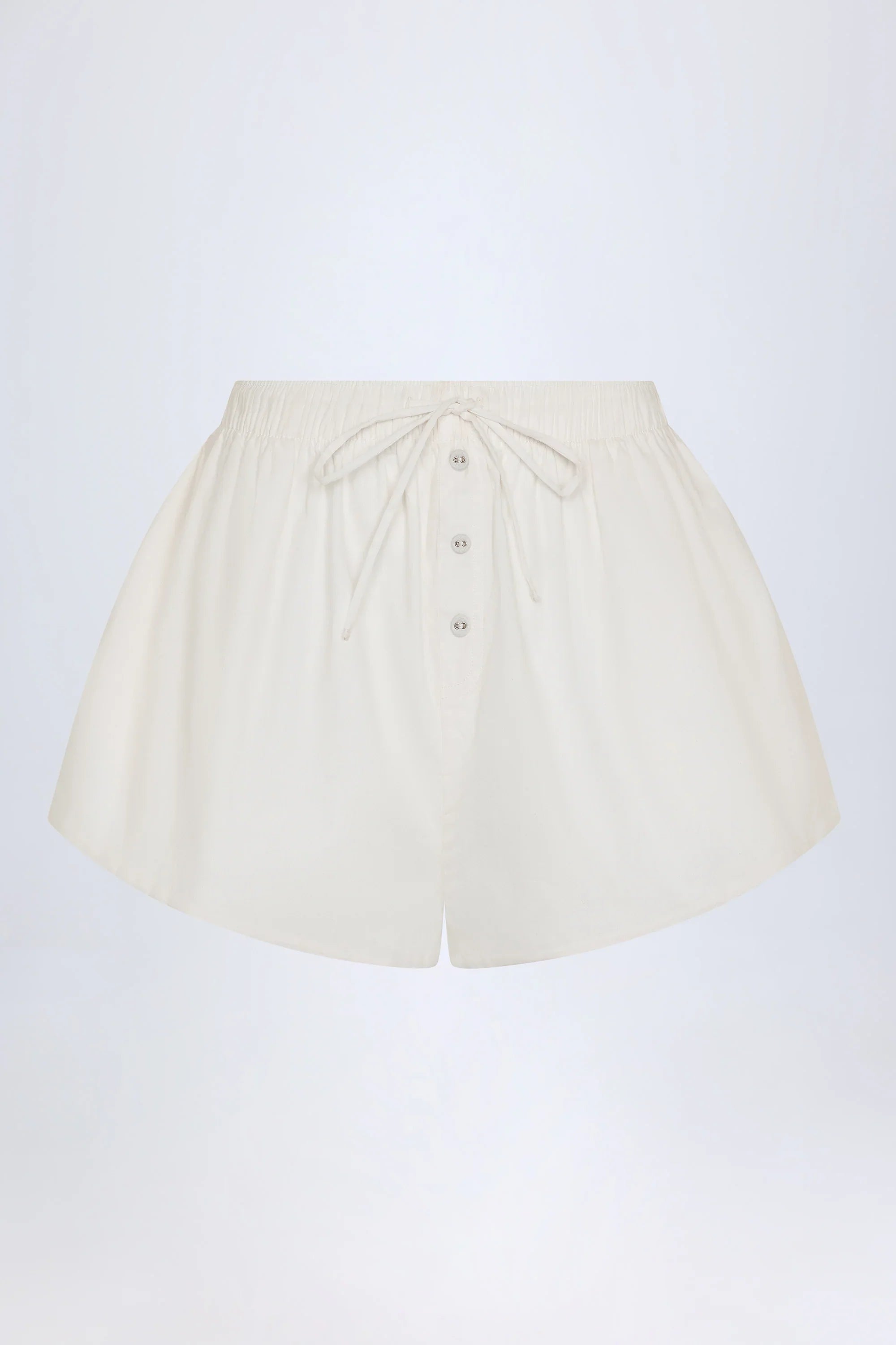 Tie-Front Cotton-Poplin Shorts in White
