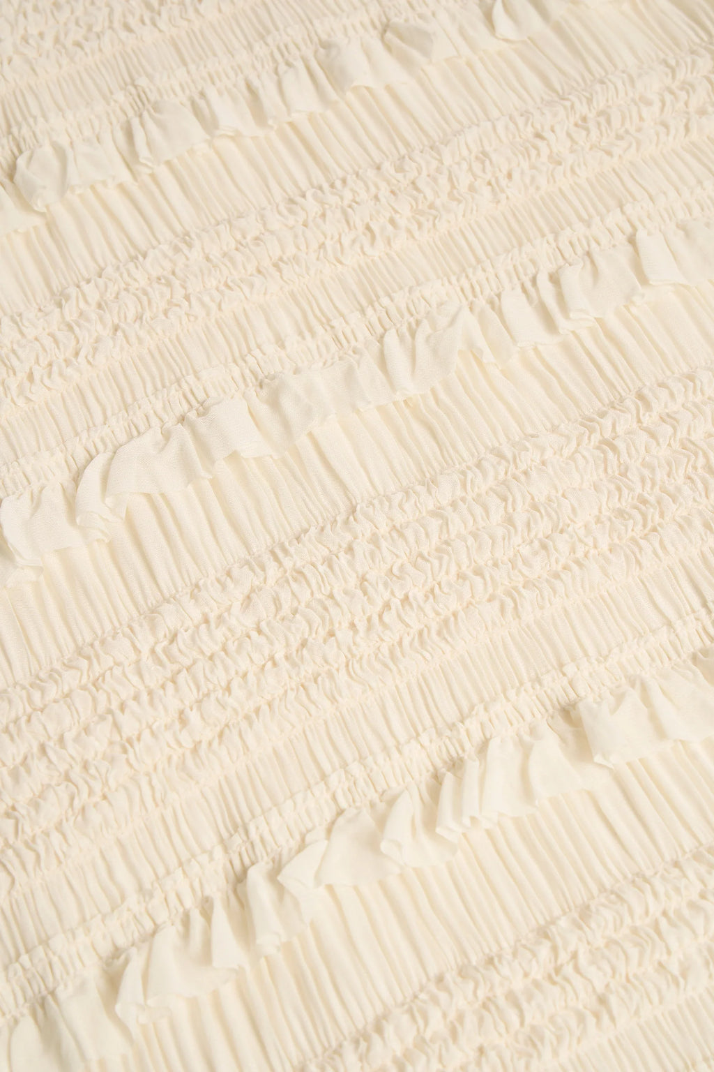 Ruffled Mid-Rise Shorts in Ivory