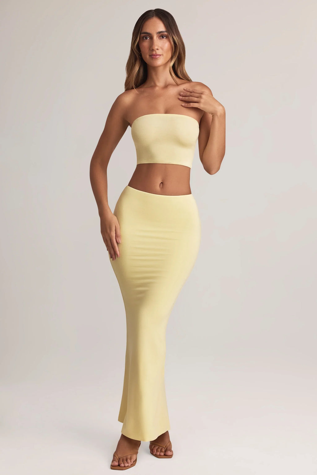 Modal Mid-Rise Maxi Skirt in Lemon Sherbet