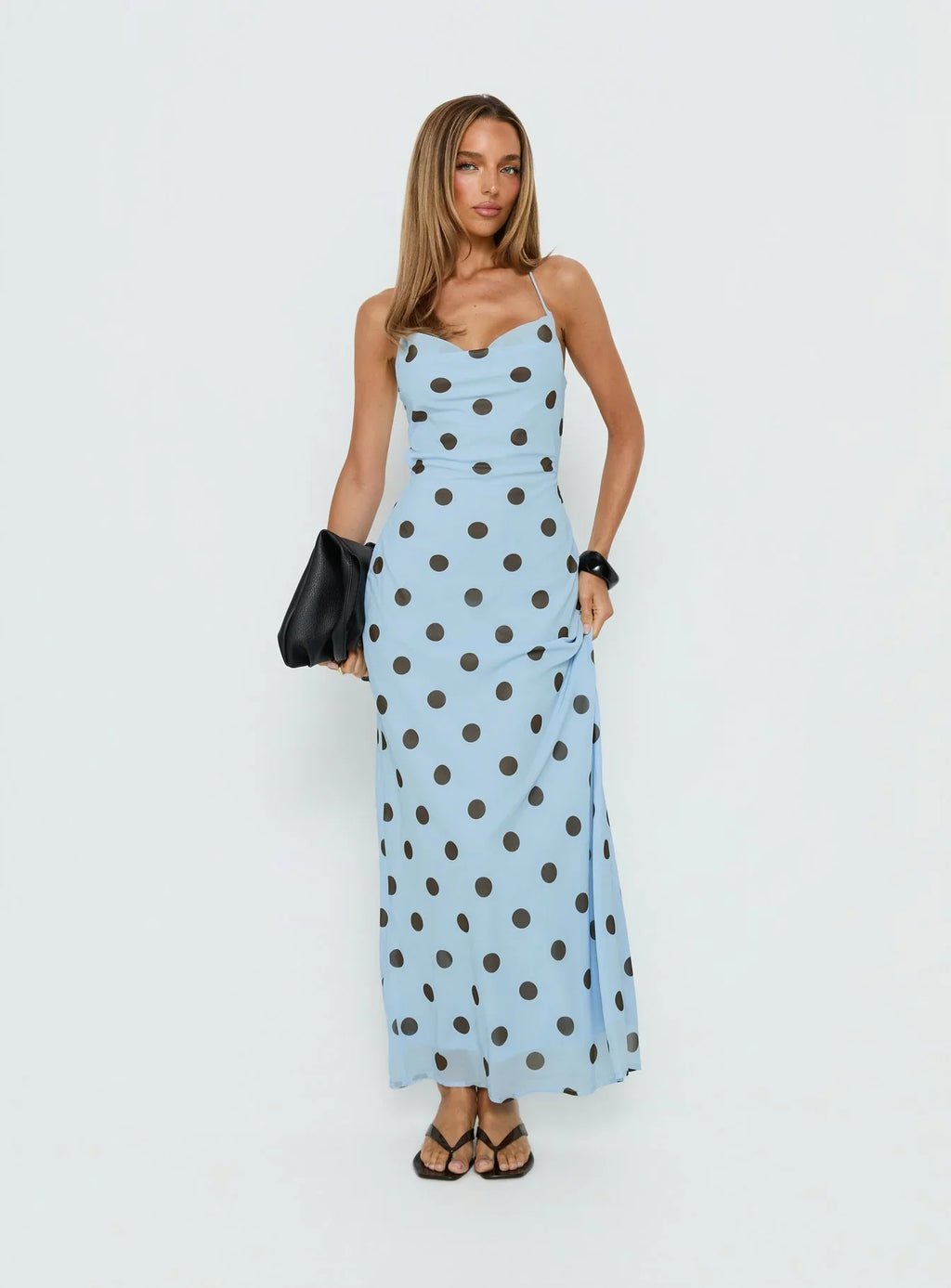 Celena Maxi Dress Blue Polka Dot