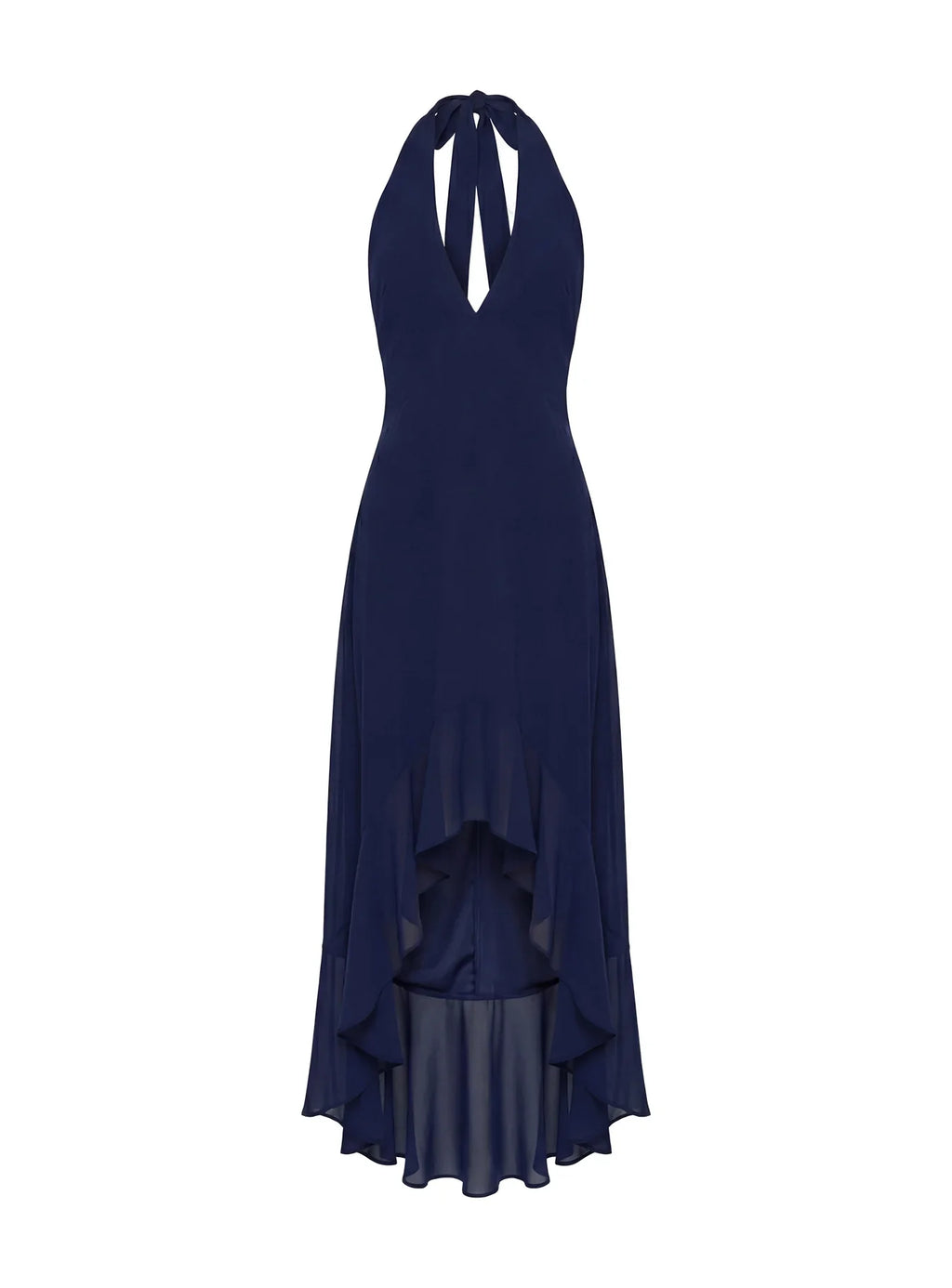 Agata Halter Frill Maxi Dress Navy
