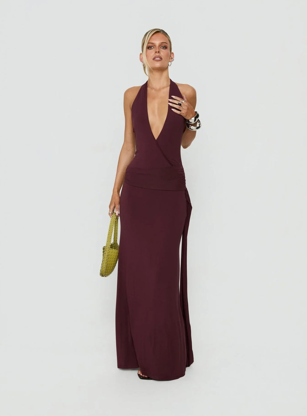 So Major Draped A-Line Maxi Dress Plum