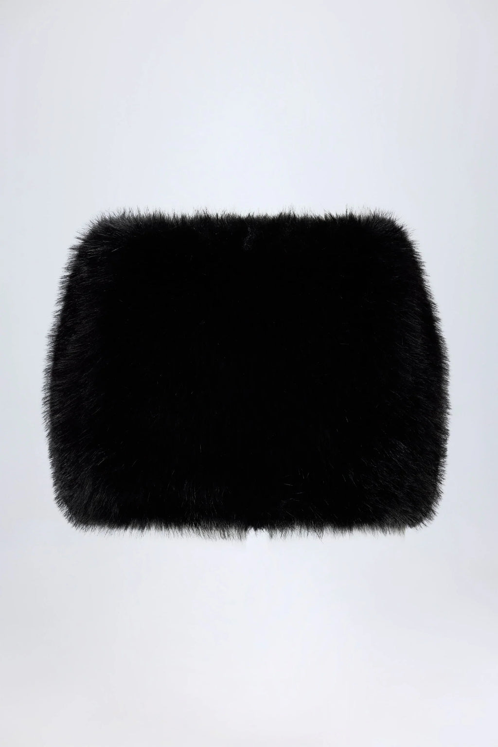 Buckle-Detail Faux Fur Micro Mini Skirt in Black