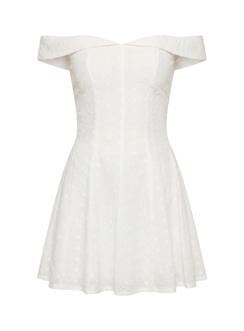 Rosebud Broderie Off The Shoulder Mini Dress White