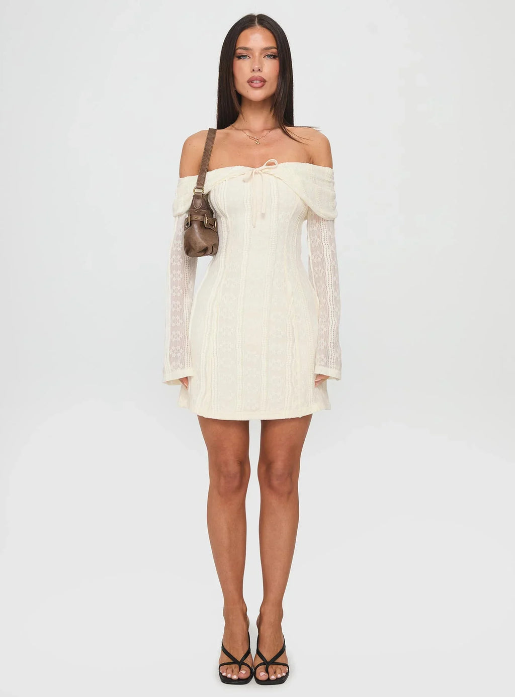 Colettie Long Sleeve Mini Dress Cream