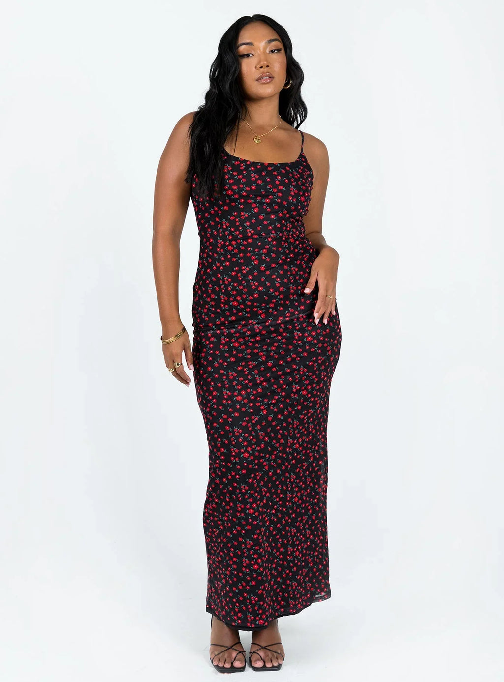 Knox Maxi Dress Black / Red Floral