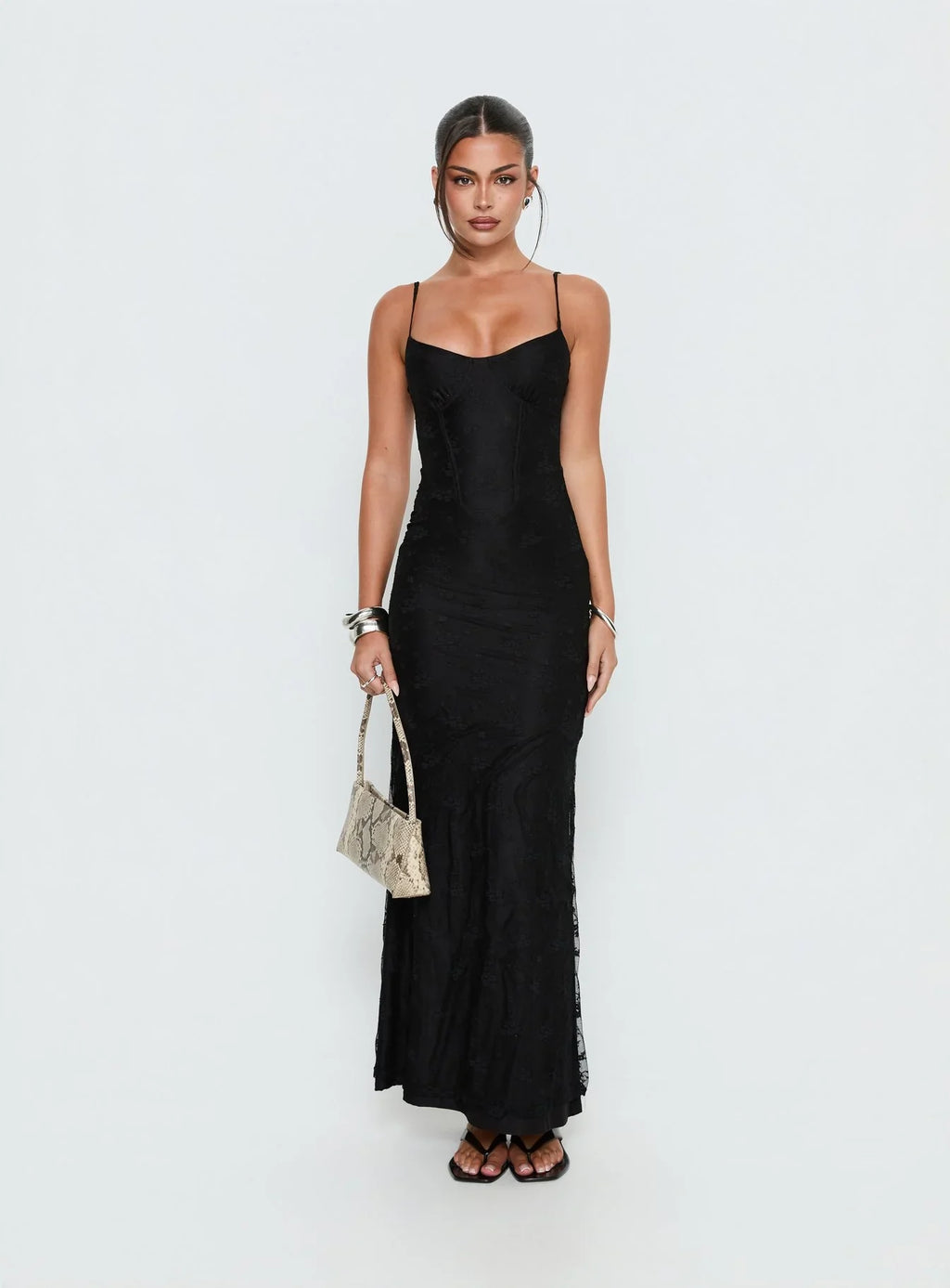 Amika Lace Maxi Dress Black