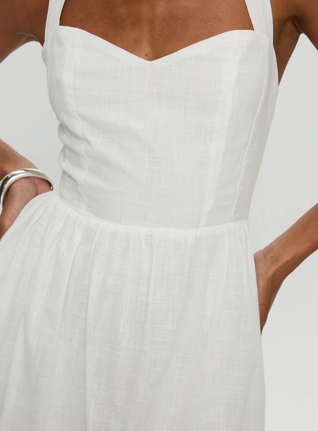 Zolena Halter Mini Dress White