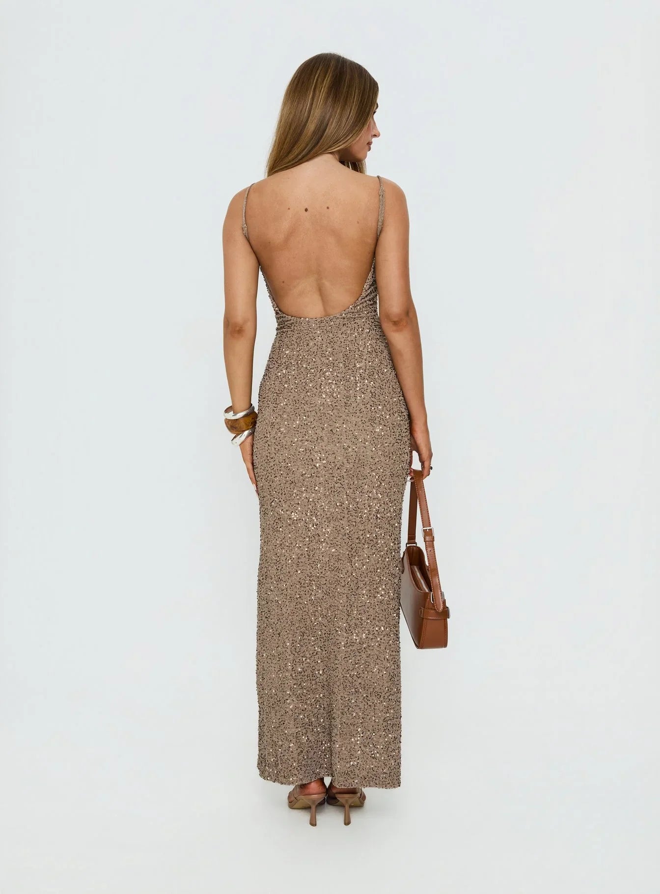 Knox Maxi Dress Brown Sequin