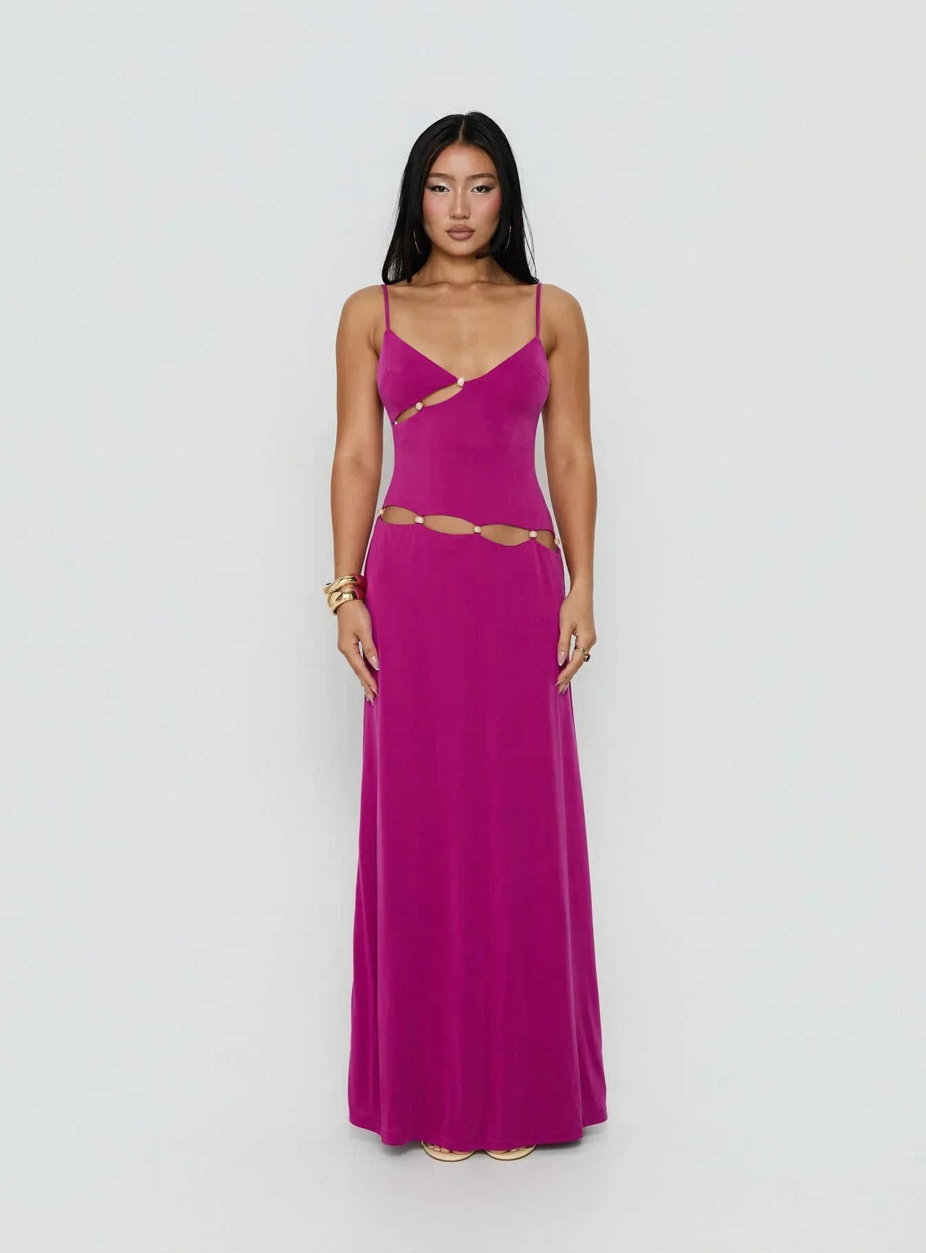 Allspice Beaded Maxi Dress Plum