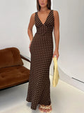 Nellie Maxi Dress Brown Polka Dot Tall