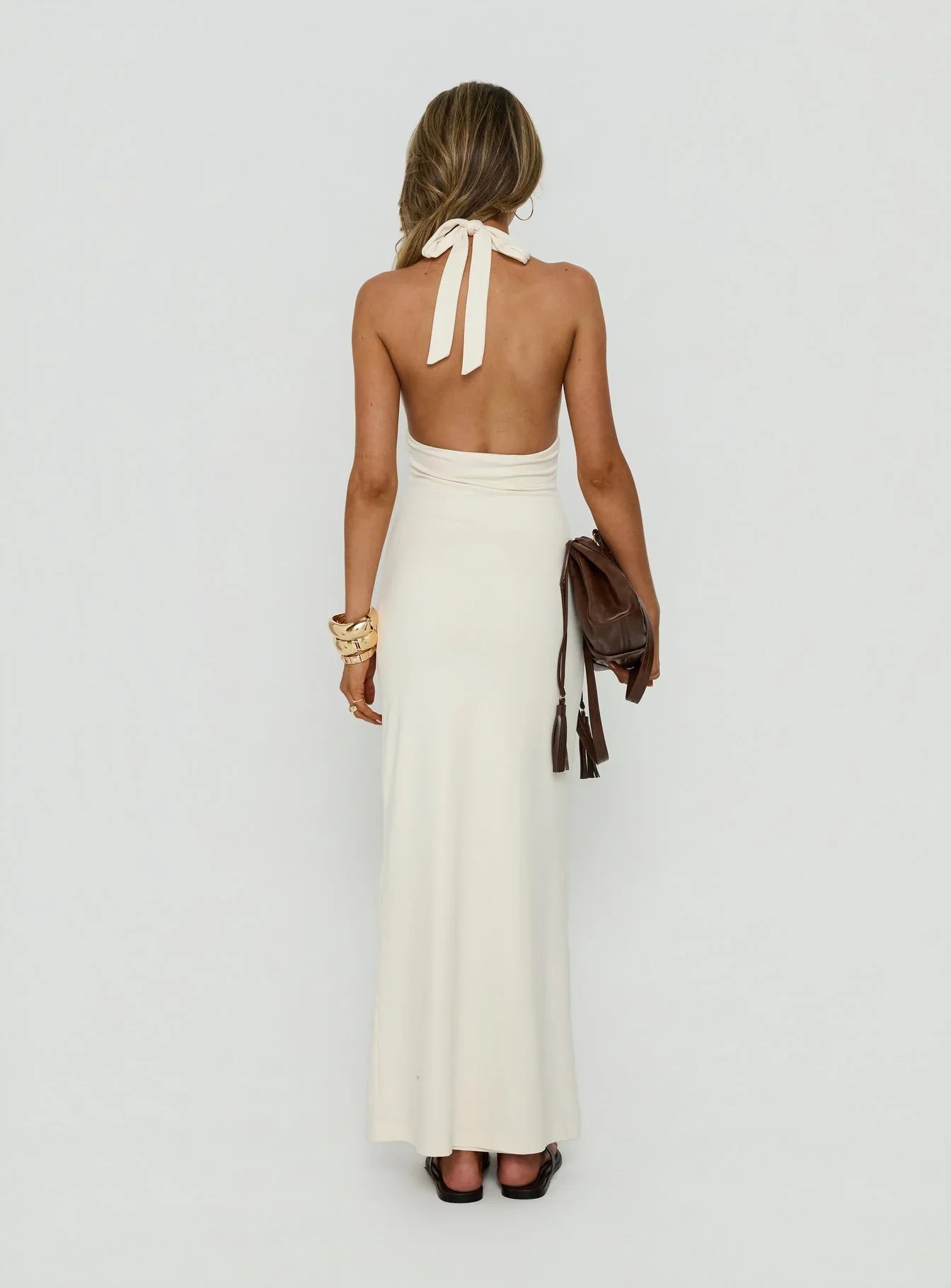 Almeria Lace Detail Halter Maxi Dress Butter