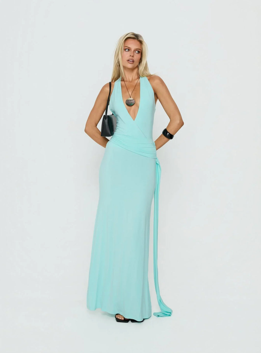 So Major Draped A-Line Maxi Dress Blue