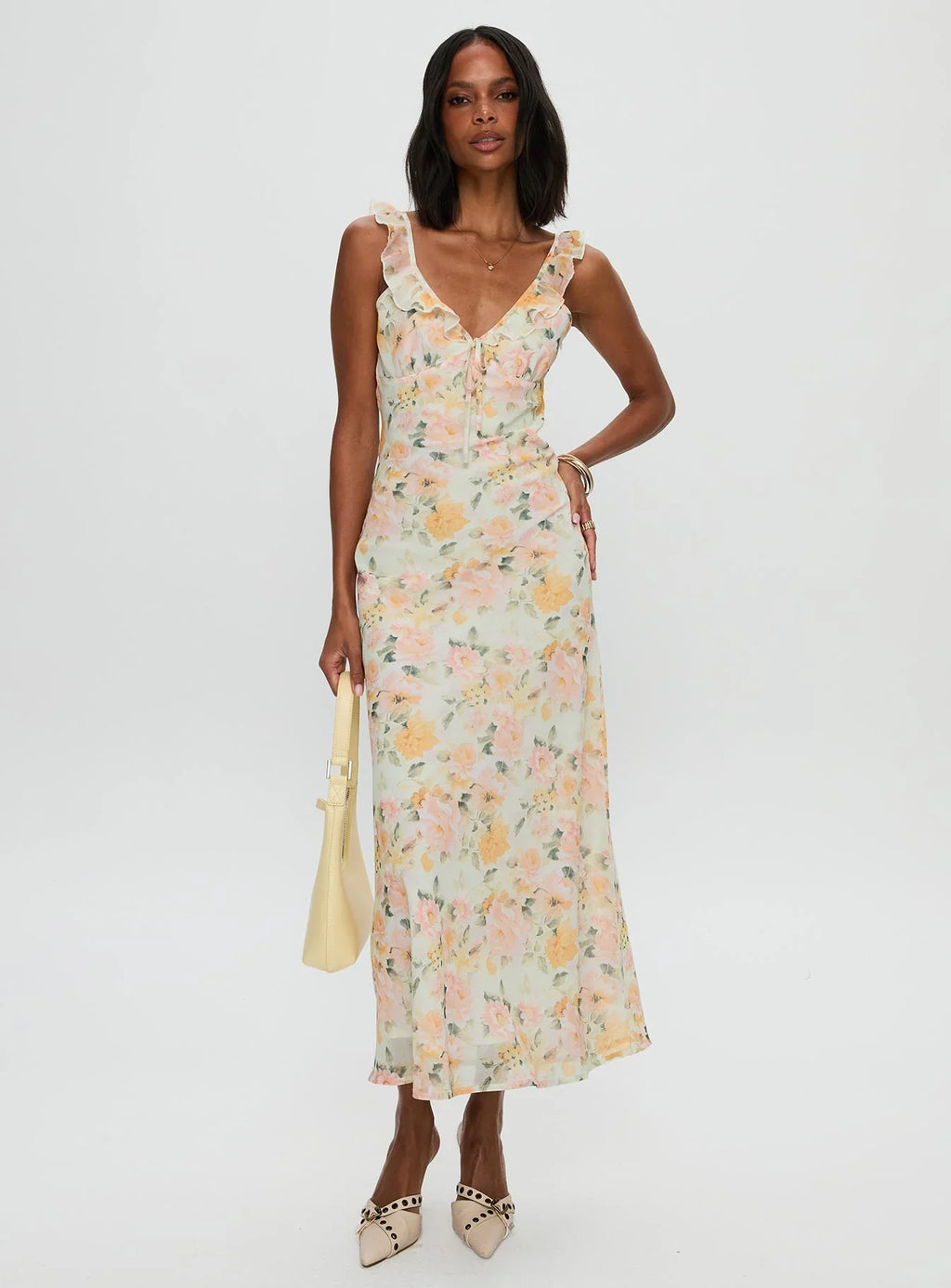 On A Wave Frill Detail Maxi Dress Multi
