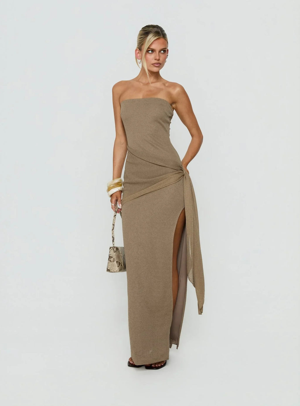 Analeah Strapless Maxi Dress Brown
