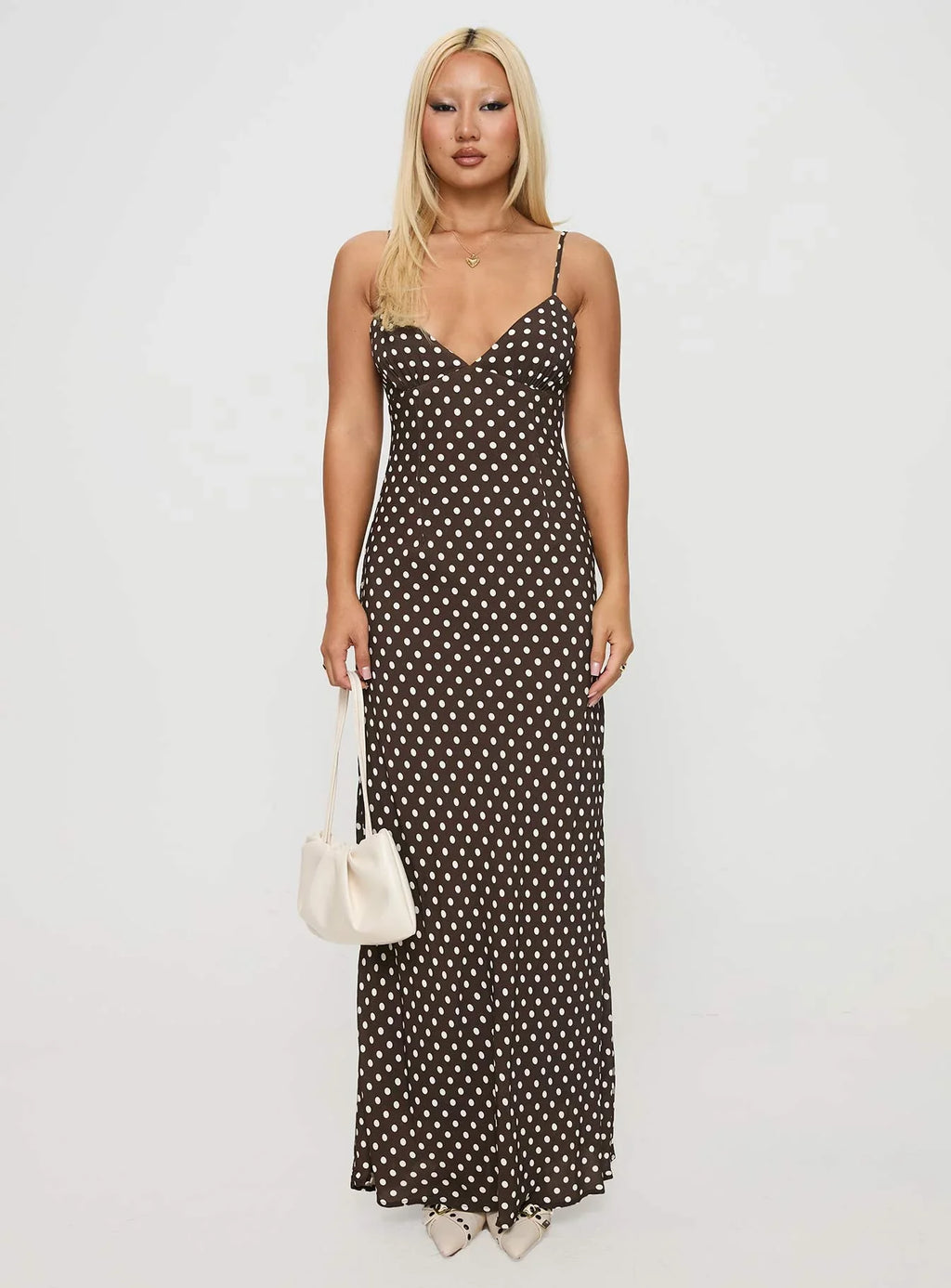 Jorjana Maxi Dress Brown / White Polka Dot