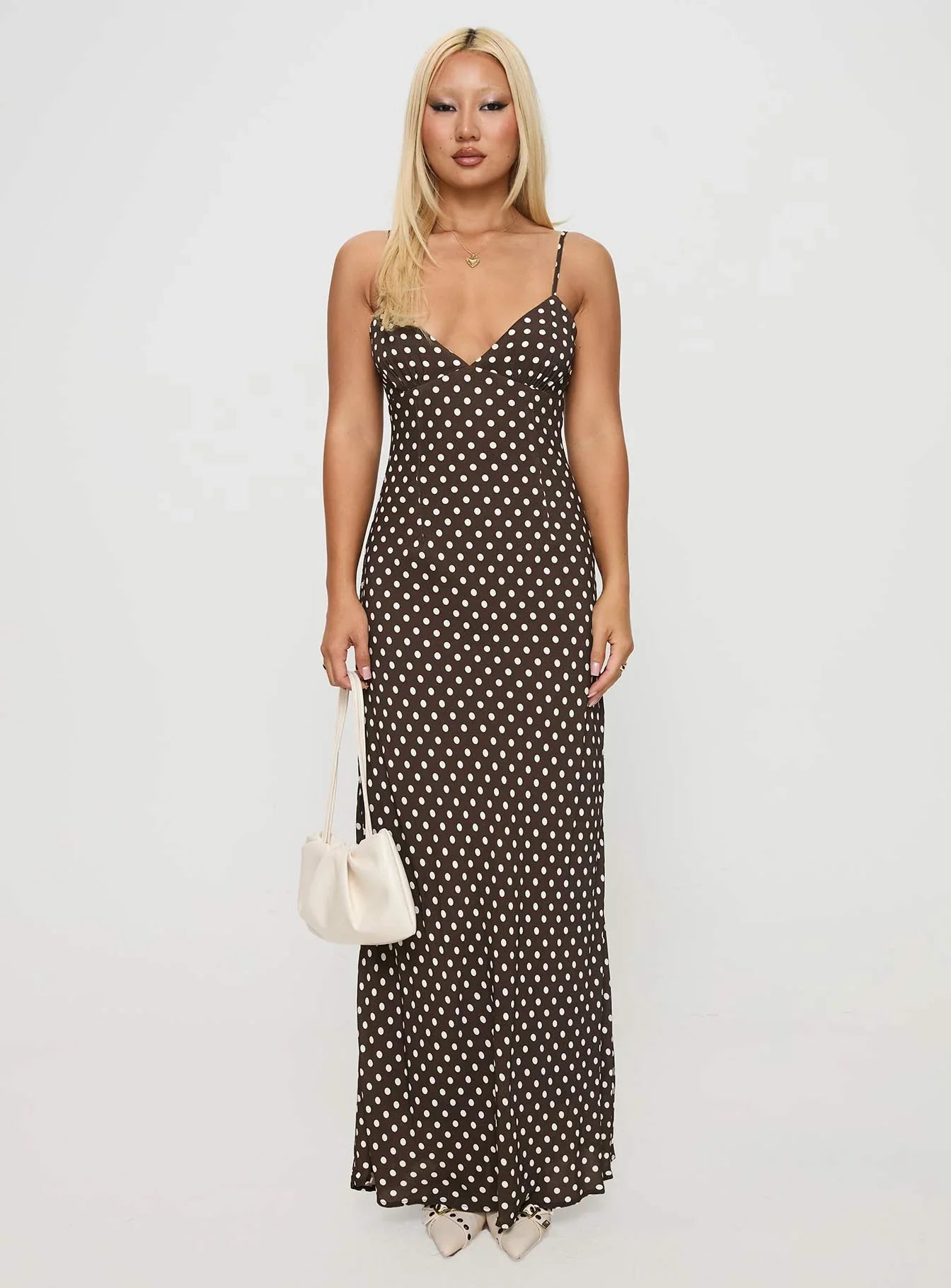 Jorjana Maxi Dress Brown / White Polka Dot