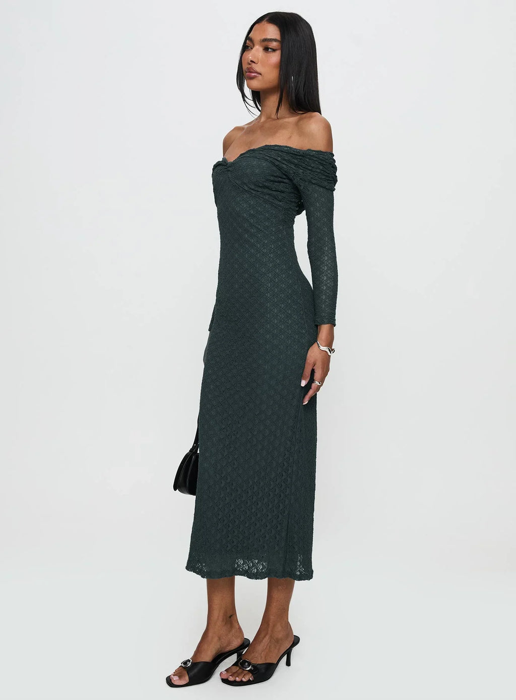 Elexis Off The Shoulder Maxi Dress Blue