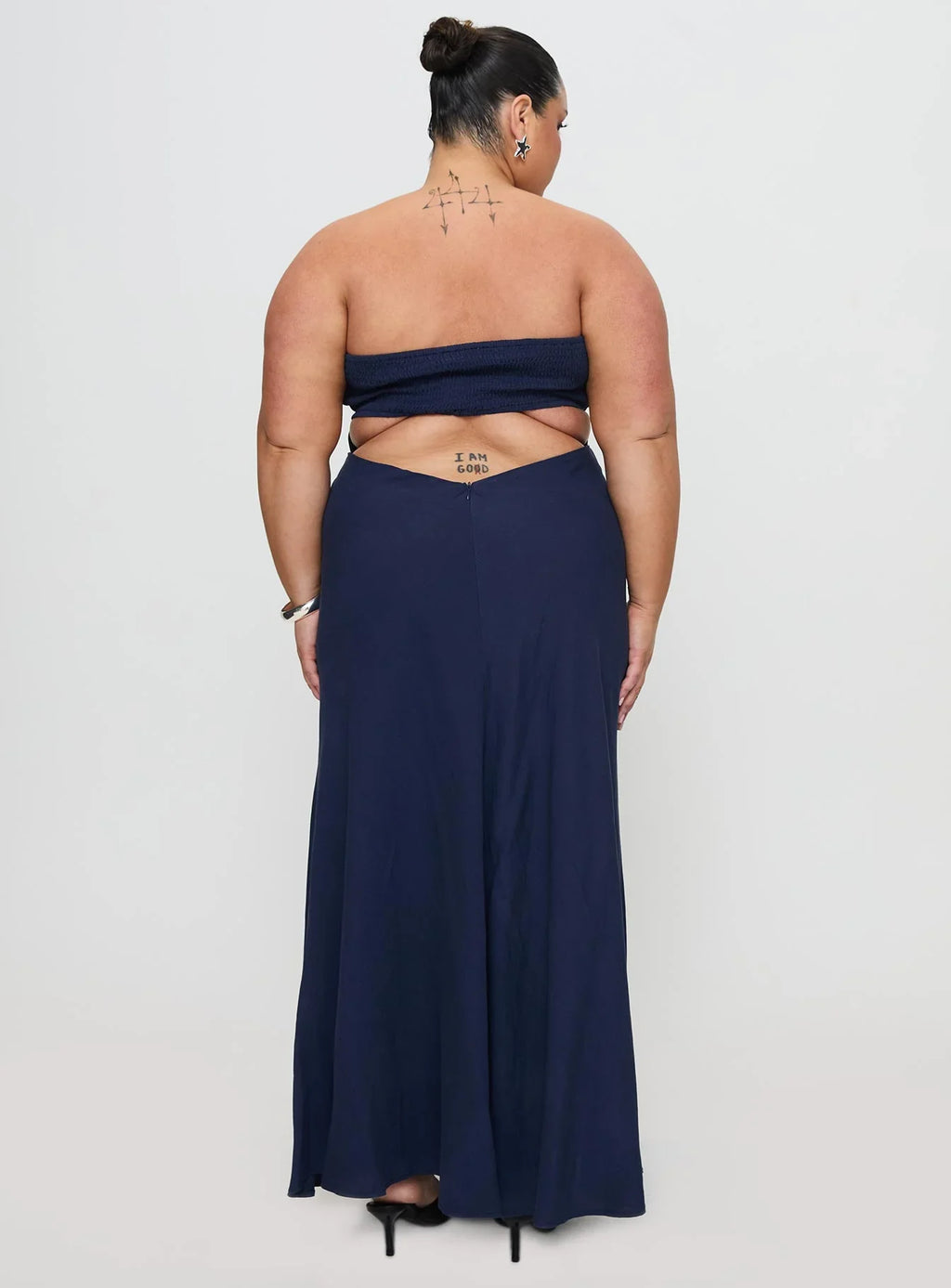 Yahir Strapless Maxi Dress Navy Curve