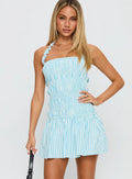Honeybun Halter Mini Dress Blue Multi