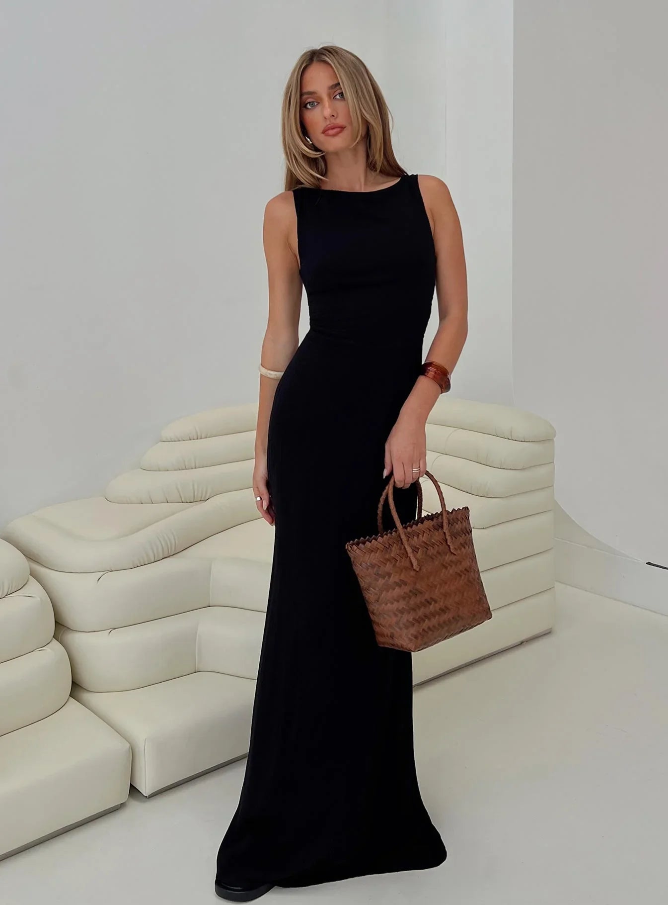 Ace Of Hearts Backless Maxi Dress Black Petite