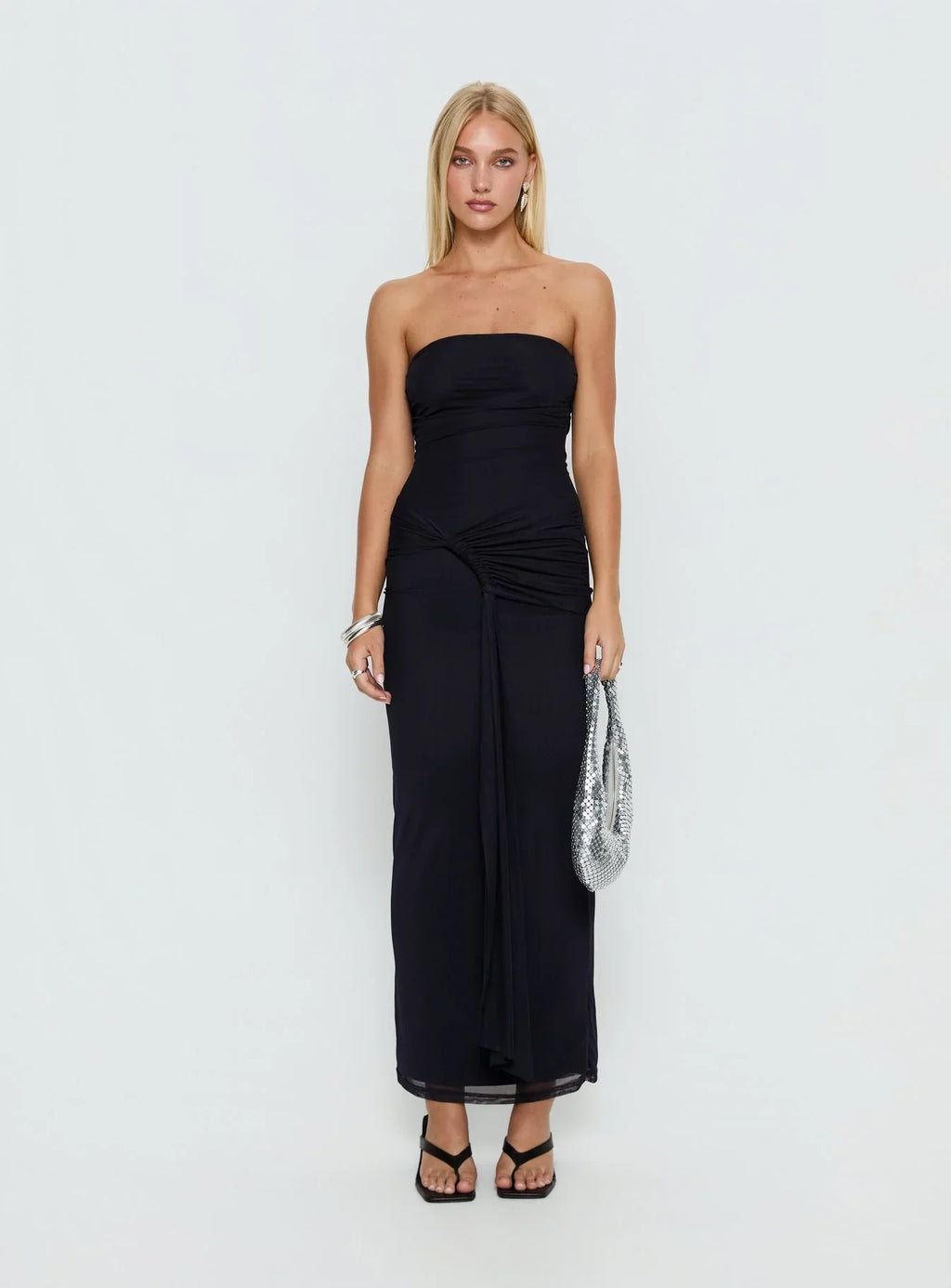 Senora Strapless Drape Maxi Dress Navy
