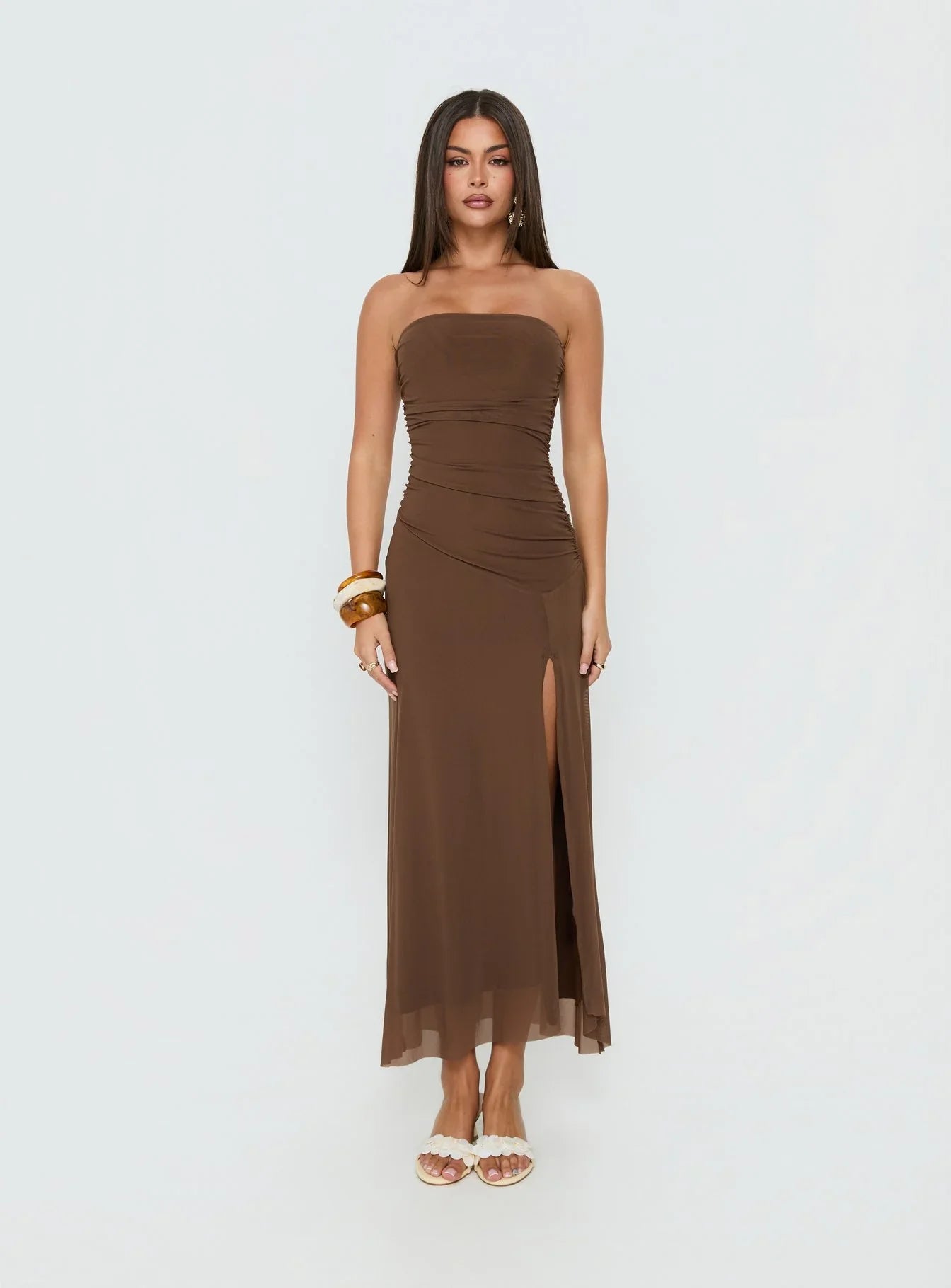 Brigida Strapless Maxi Dress Mocha