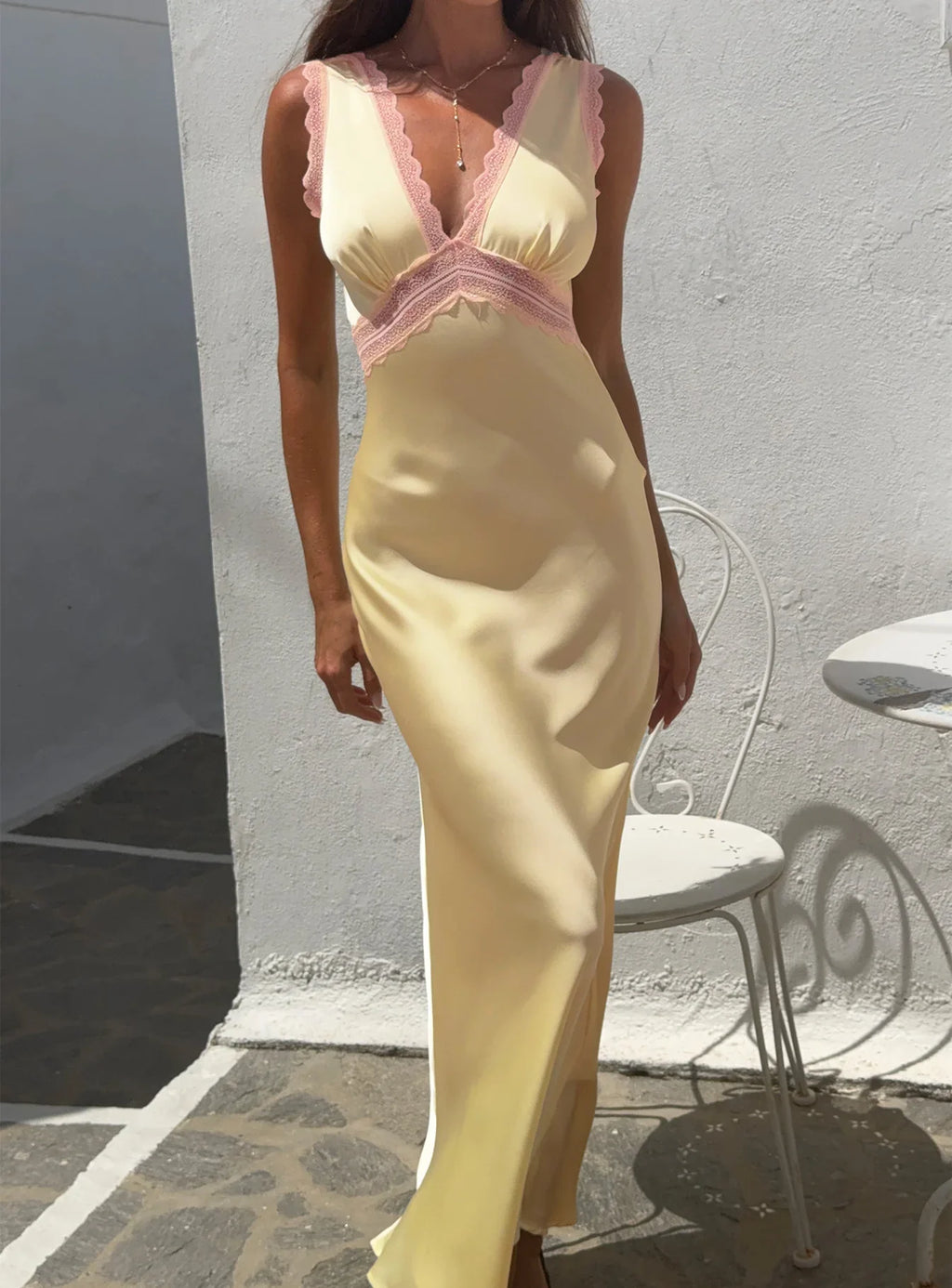 Prophecies Lace Maxi Dress Lemon