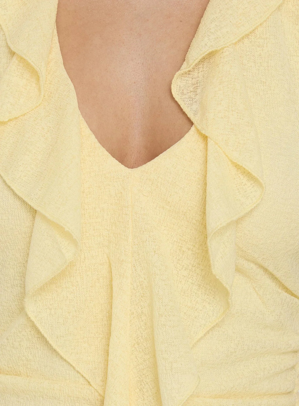 Leyda Plunge Frill Maxi Dress Yellow