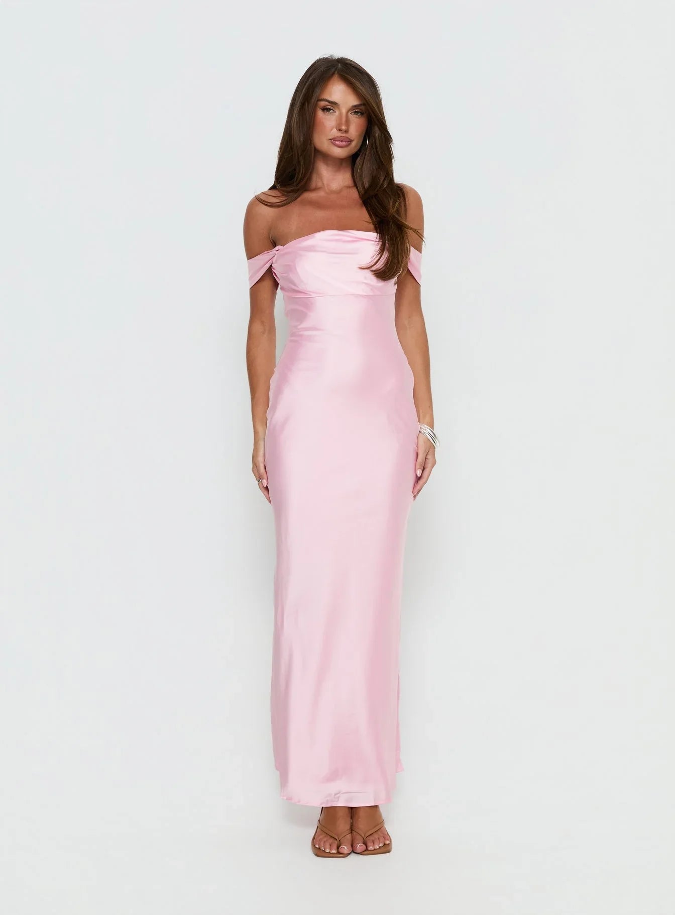 Azura Off The Shoulder Maxi Dress Pink