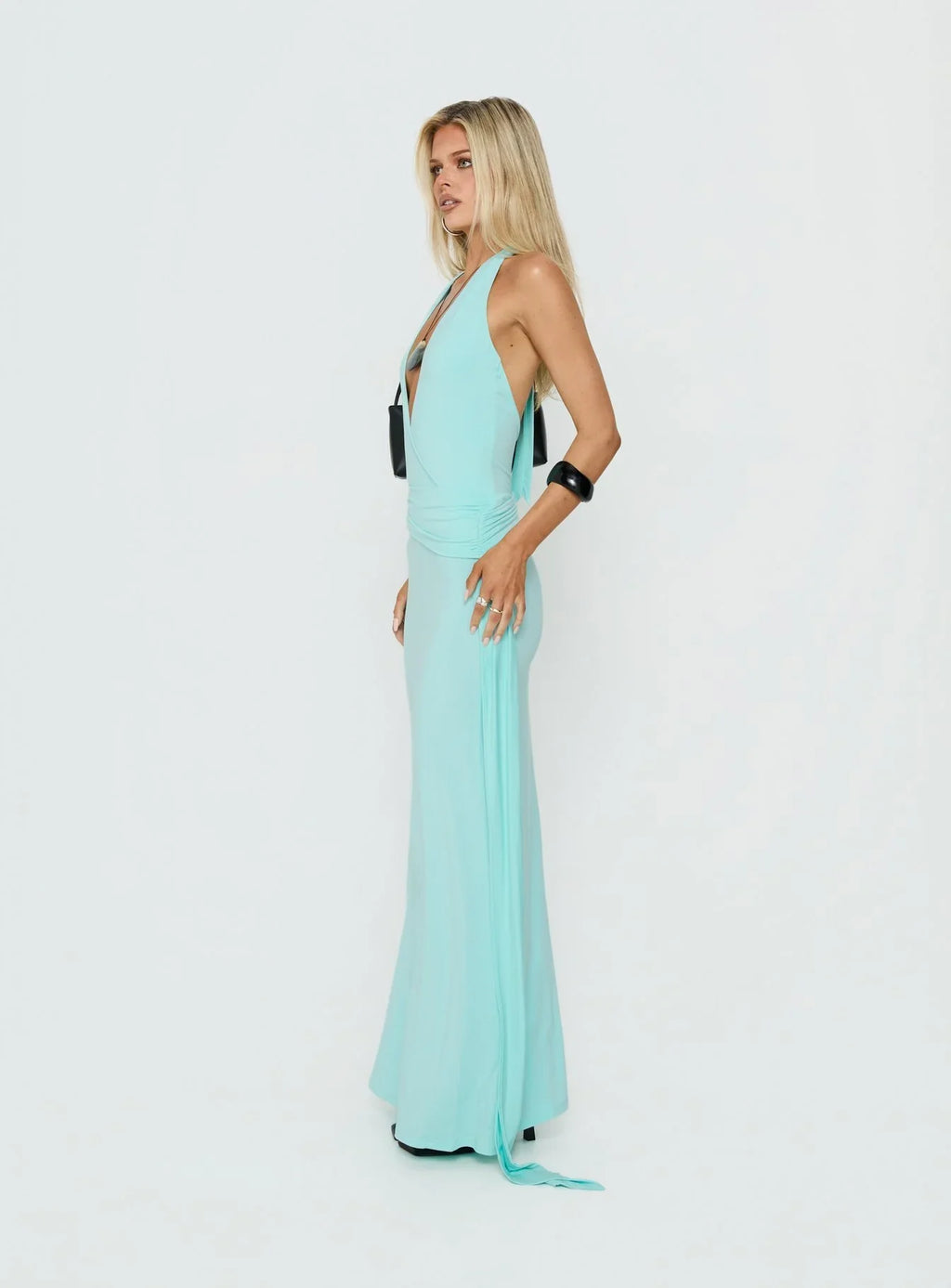 So Major Draped A-Line Maxi Dress Blue