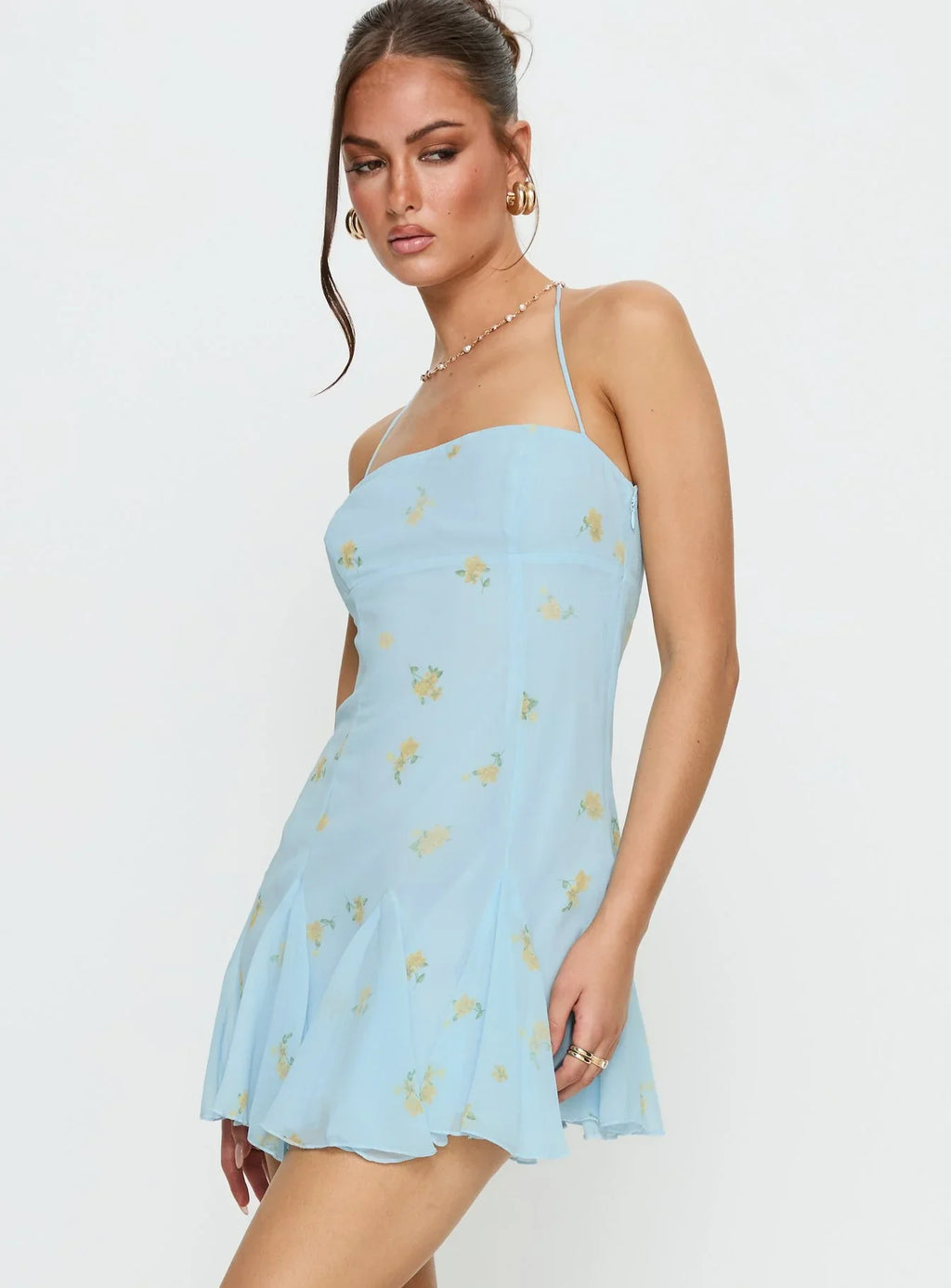 Delamere Mini Dress Pastel Blue Floral
