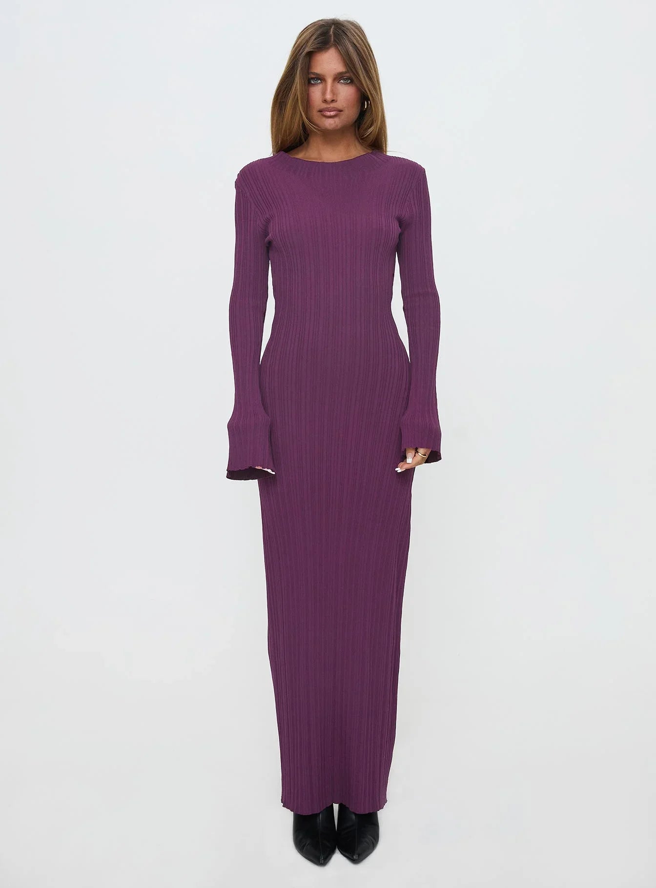 Tesley Long Sleeve Maxi Dress Burgundy